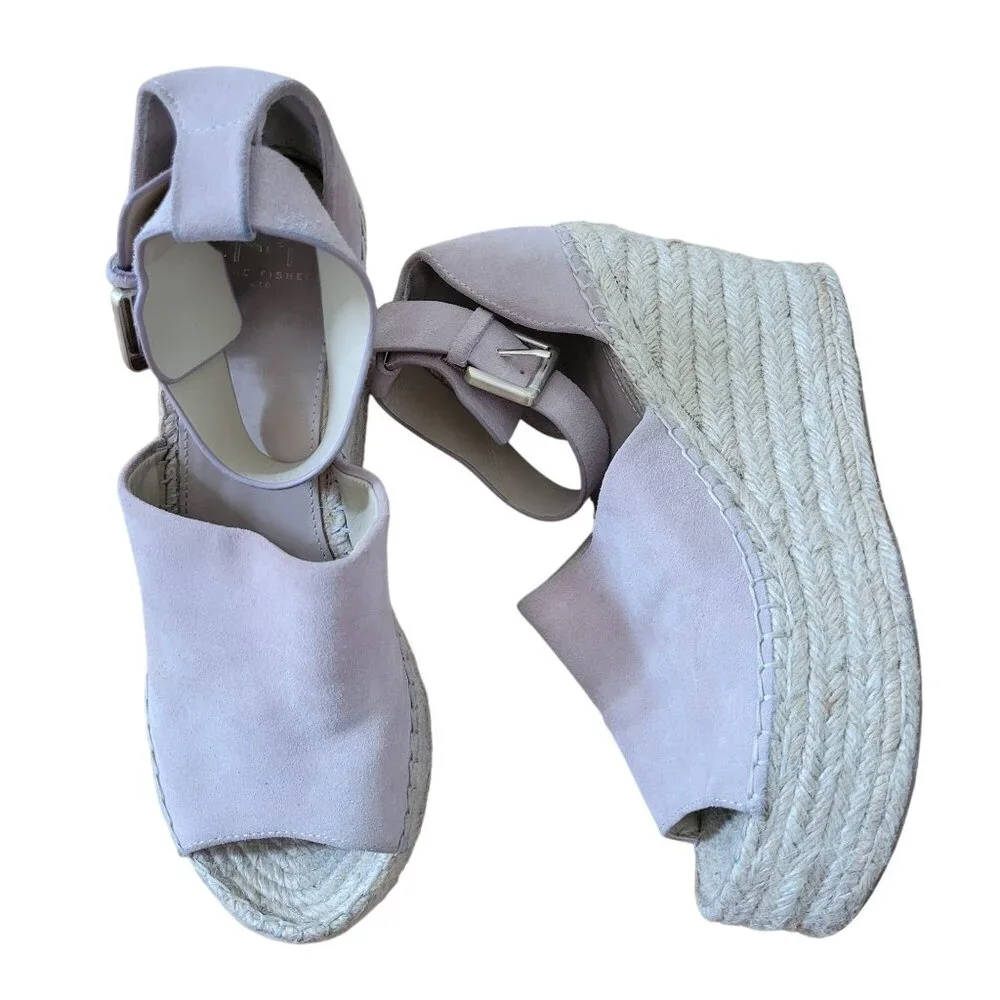 Marc‎ Fisher 9.5 Suede Leather Espadrille Platform Wedge Sandals Alida
